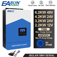 EASUN 6.2KW 4.2KW 3.2KW Hybrid Solar Inverter 48V 24V With 80A 110A MPPT Charge Controller PV Max 450VDC with WIFI Support BMS