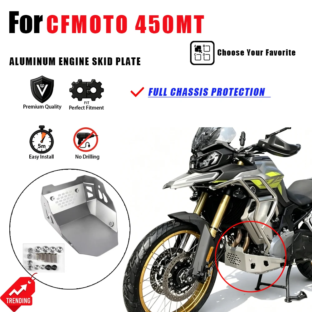 For CFMOTO 450MT CF450MT Engine Skid Plate Bash Guard Aluminum Alloy Chassis Sump Protector Accesorios Moto Cubre Carter