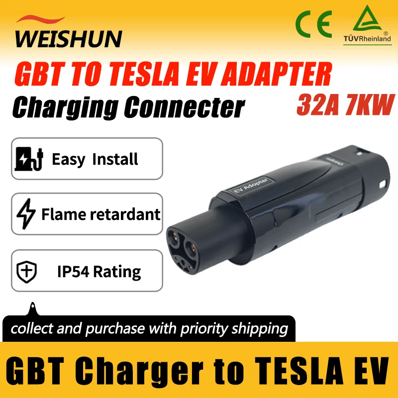 

GBT TO TESLA EV Adapter Electric Vehicle Charger Connecter for 16A/32A GBT Charger To TESLA Electric Car Adapter