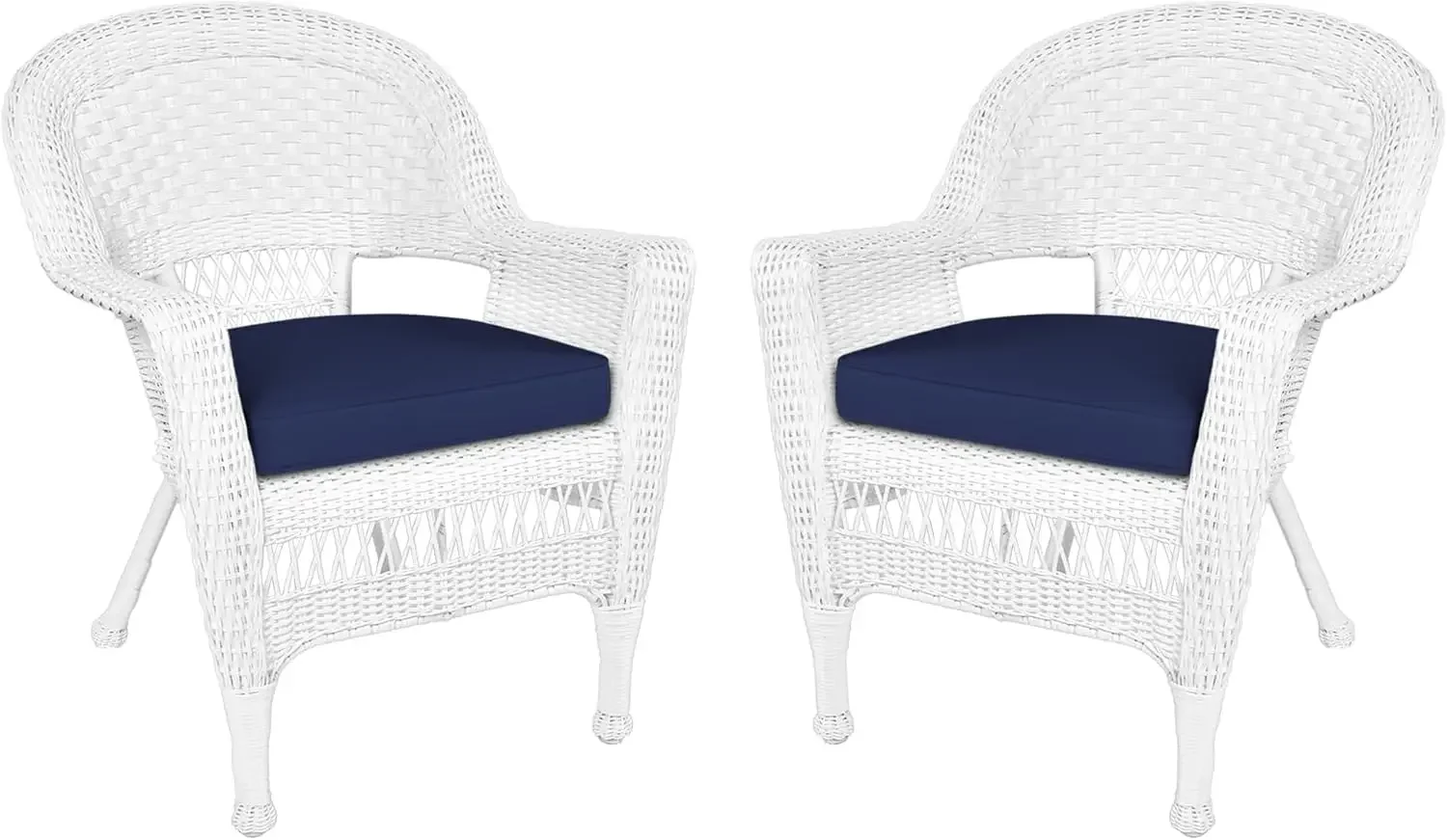 Cadeira com Almofada Azul, Conjunto de 2, Branco/W00206-