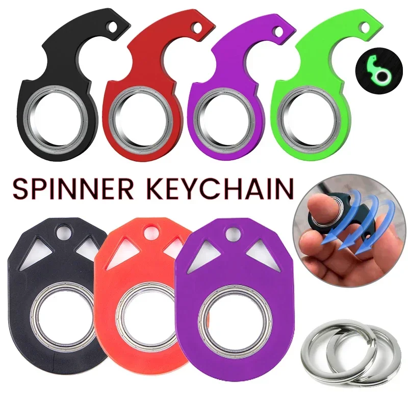 NEW Keychain Fidget Spinner Anxiety Stress Relief Toys Revolve Cool Keyring Relieving Boredom Birthday Gift for Adults Kids