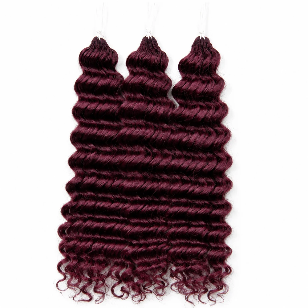 Burgundy 99J Deep Wave Feather - đánh giá và giá Crochet Braiding Hair