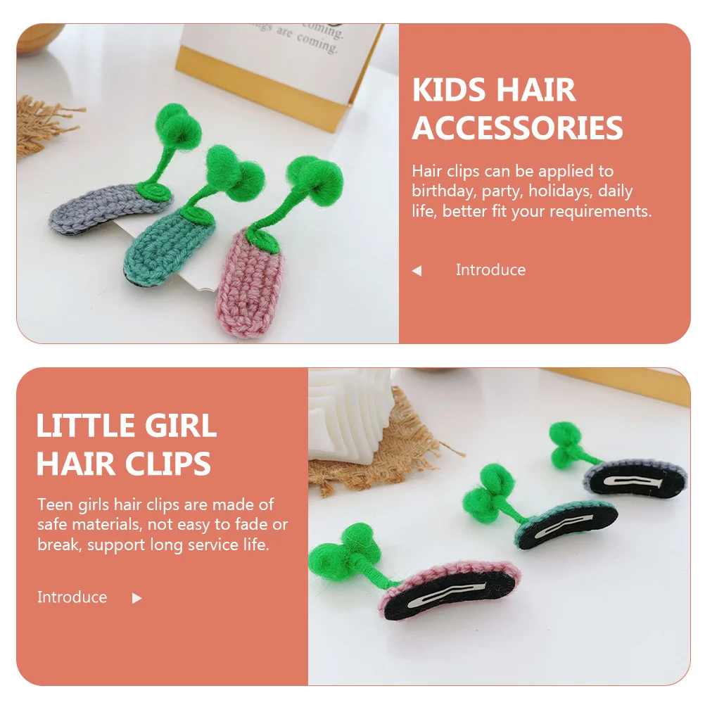 

3 Pcs Hairpin Little Accessories Cute Clip for Clips Bangs Metal