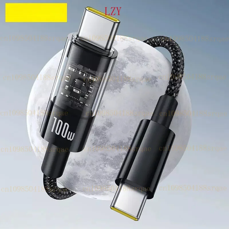 

Для Baseus Прозрачный кабель типа C 100 Вт для iPhone 16 15 USB C PD Быстрая зарядка