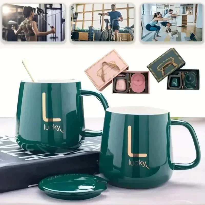 55 Degrees Thermostat Cup Gift Box Set Warm Ceramic Cup Mugs With Spoon And Storage Bag Set  Folding Spoon For Portable Meals