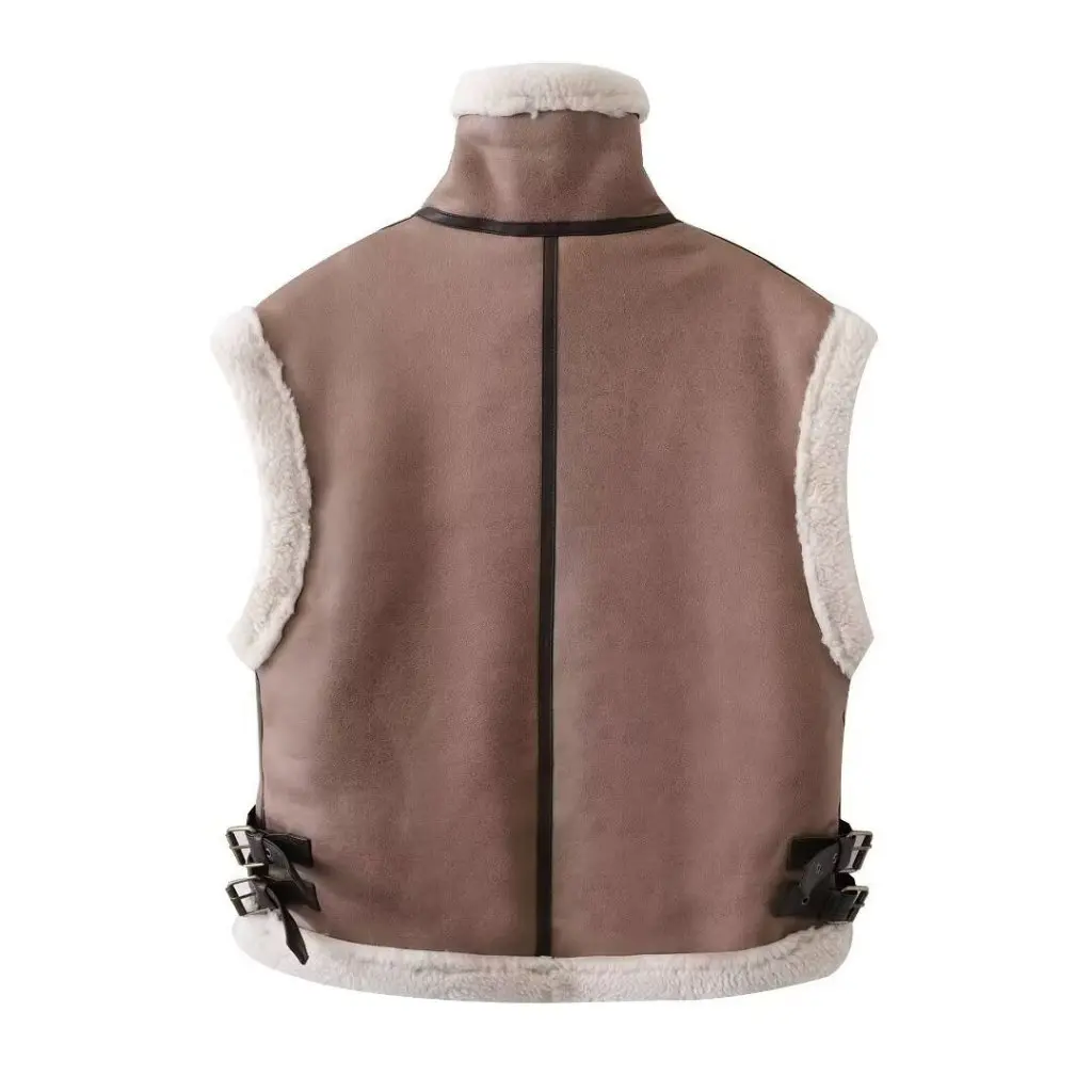 

Fashion Sleeveless Vest Autumn Winter European American Style Street Trend Personalized Fur Women's Top