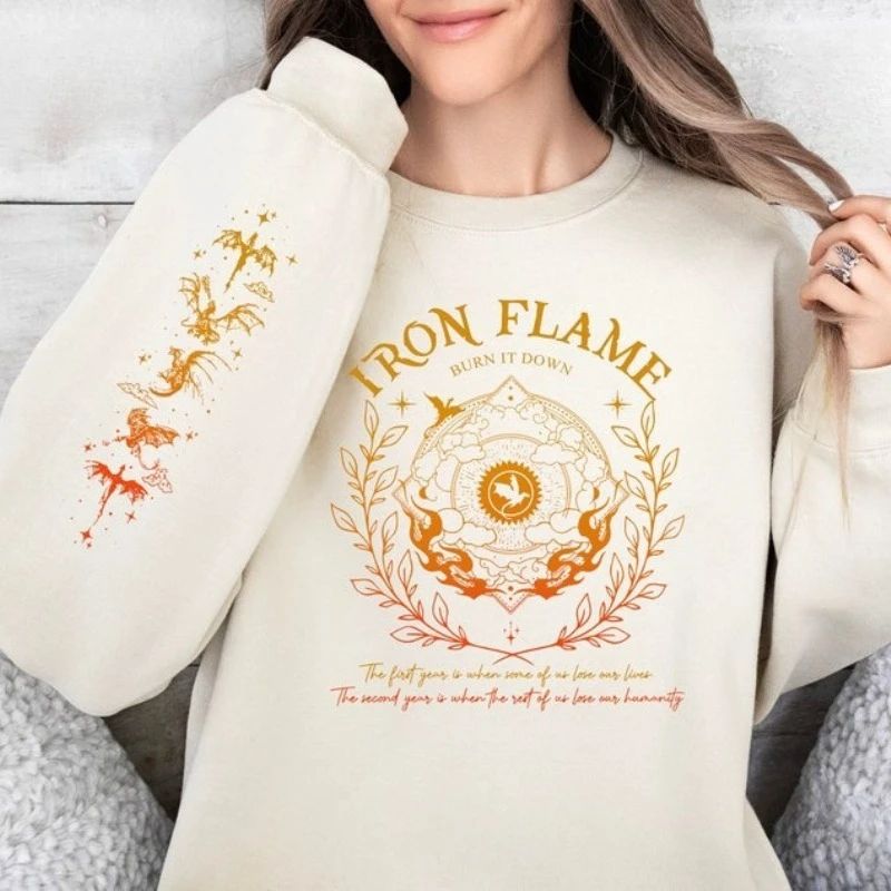 Iron Flame Burn It Down cuarta ala Basgiath War College sudadera Dragon Rider suéter Violt Sorrengail Dragon Sudadera con capucha para mujer