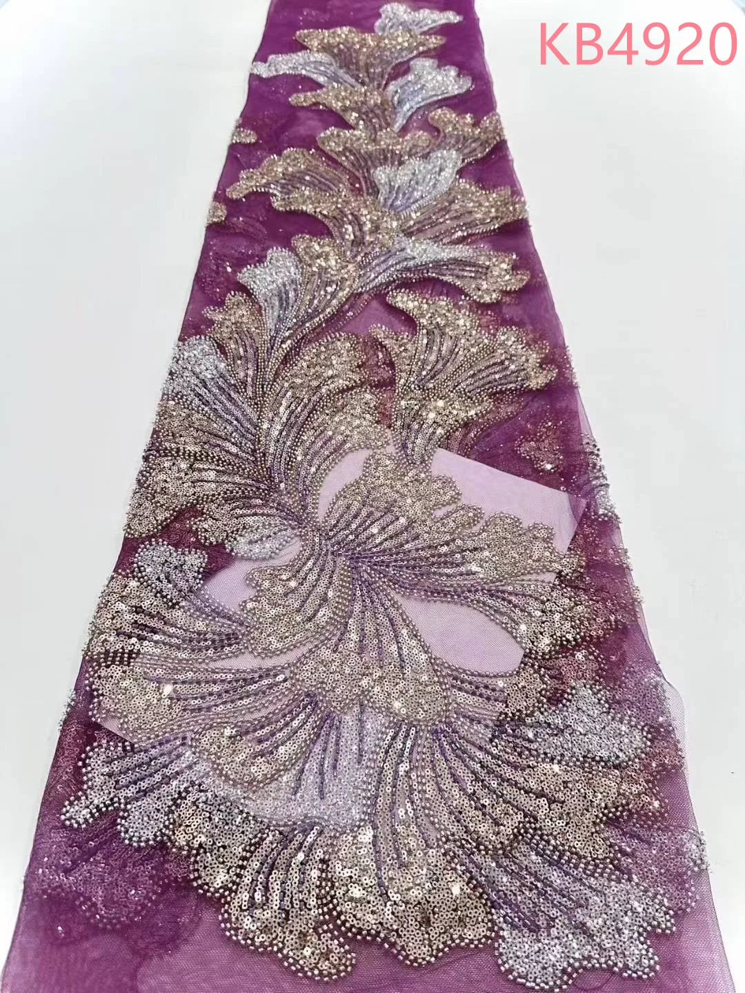 African Lace Fabric 2024 High Quality Black French Mesh With Sequence Red Beaded Tulle Lace Net For Wedding Party Dress KB4920