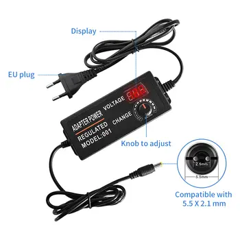 AC Ayarlanabilir Adaptör Kaynağı Yüksek Voltaj Trafosu 3V 5V 12V 24V 36V 2A 3A 5A 10A DC Dişi Timsah Klipsli Konnektör CCTV için 10 best sales Furman güç düzenleyici - №7