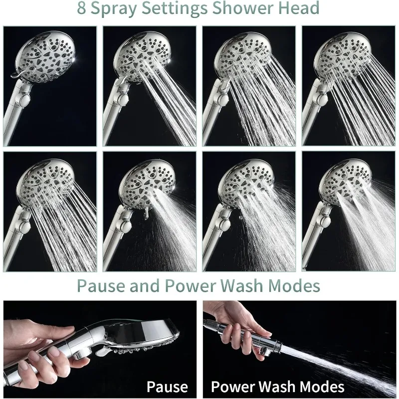 Handheld Shower Heads with ON/OFF Switch,Extra Long 79-inch Hose 8 Spray Settings High Pressure Detachable Showerhead