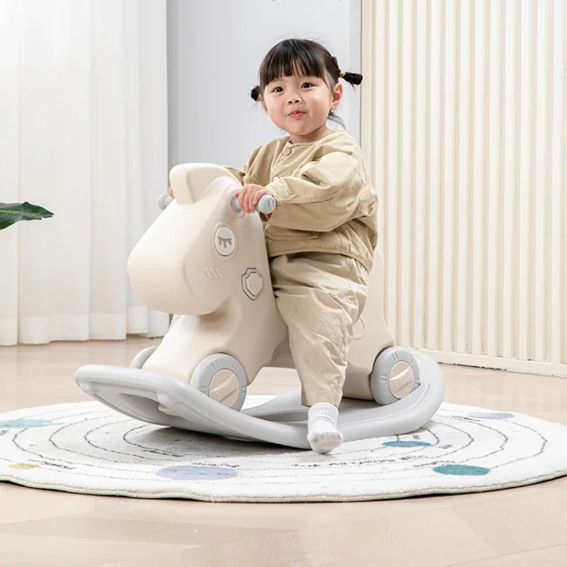 

Widening The Floor Does Not Rollover Children Shake Horse Two in One Baby One Year Old Gift Toy Trojan Anti Fall Shake Car