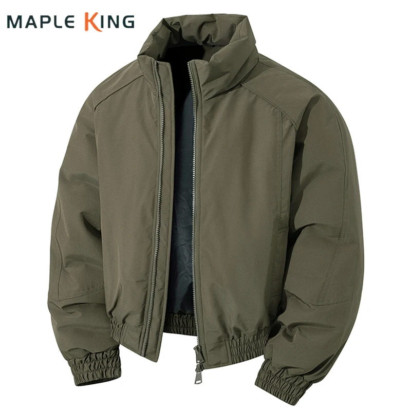 

Модная уличная мужская одежда, зимняя куртка-пуховик, свободные парки, теплые однотонные мужские куртки с воротником-стойкой на хлопковой подкладке