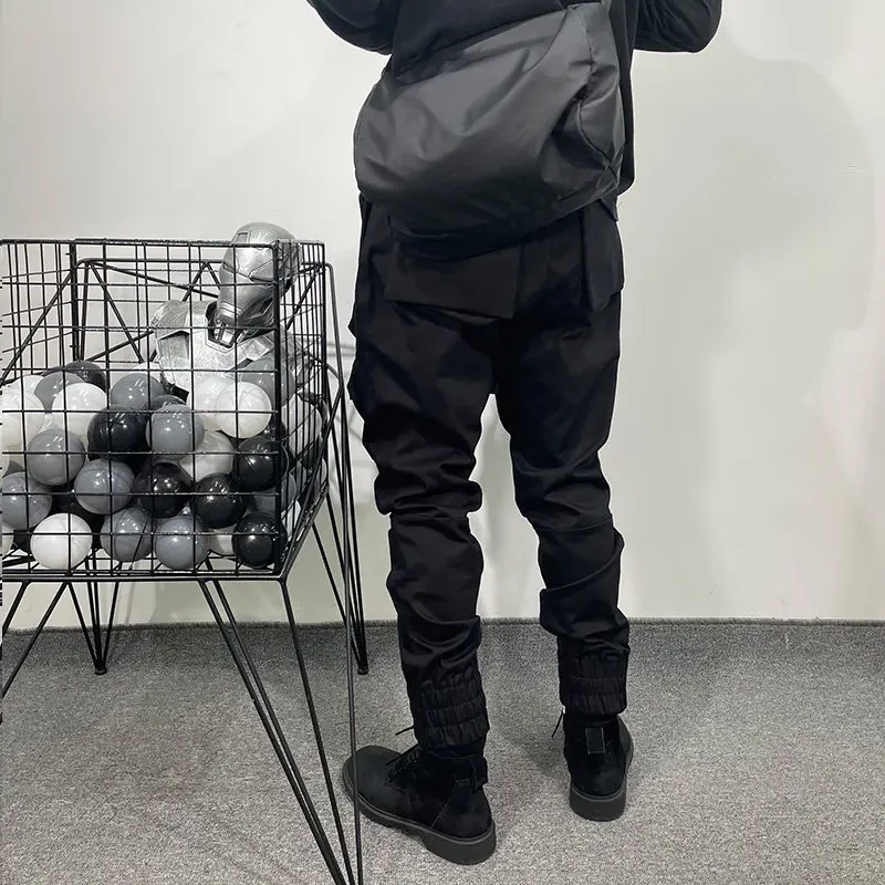 Avant-Garde Dark Fashion  Personality Loose Multi-Pocket Ankle Banded Working Pants Trend Handsome Function Skinny