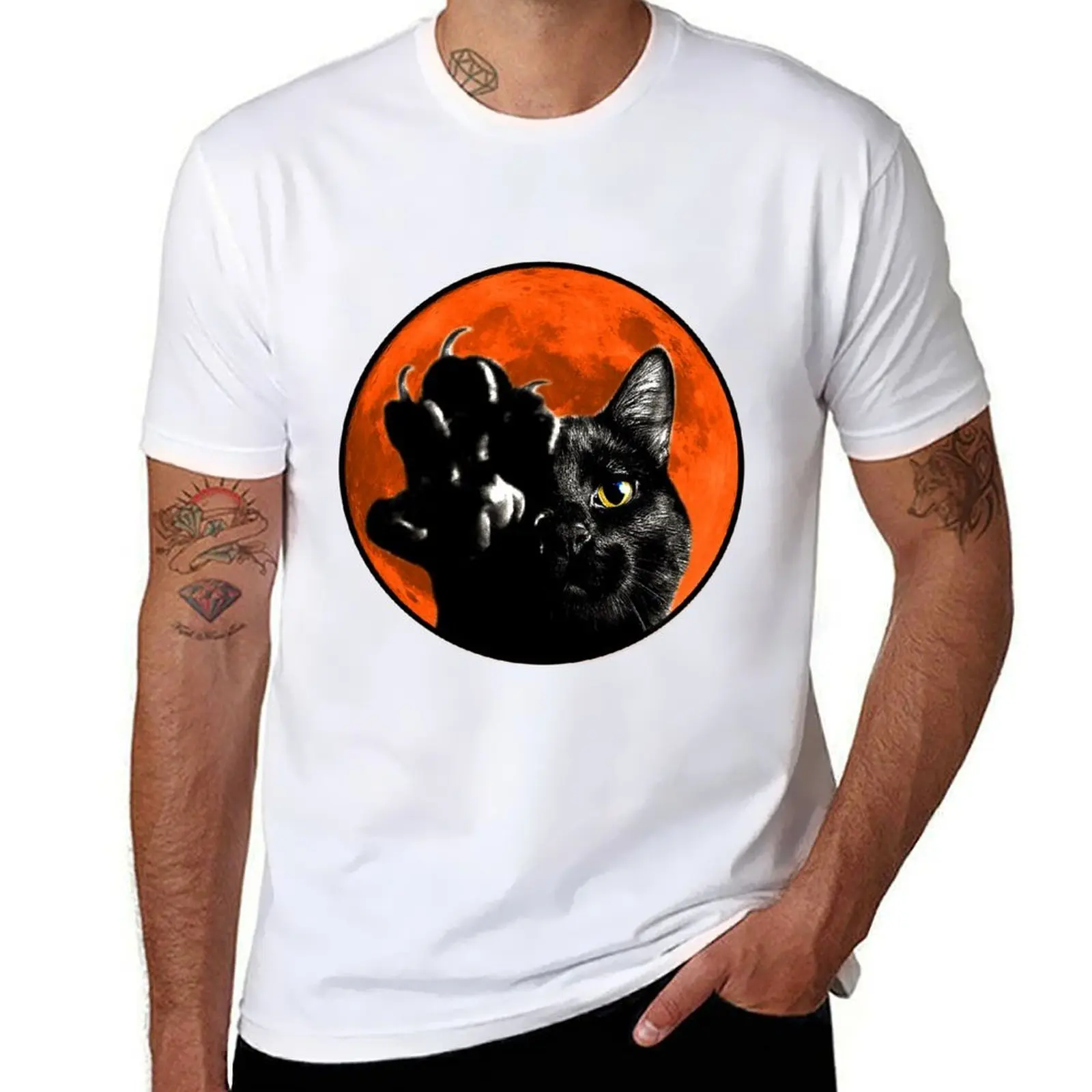 

Black Cat Harvest Moon T-Shirt man t shirt summer t shirts for man slim fit T-Shirt
