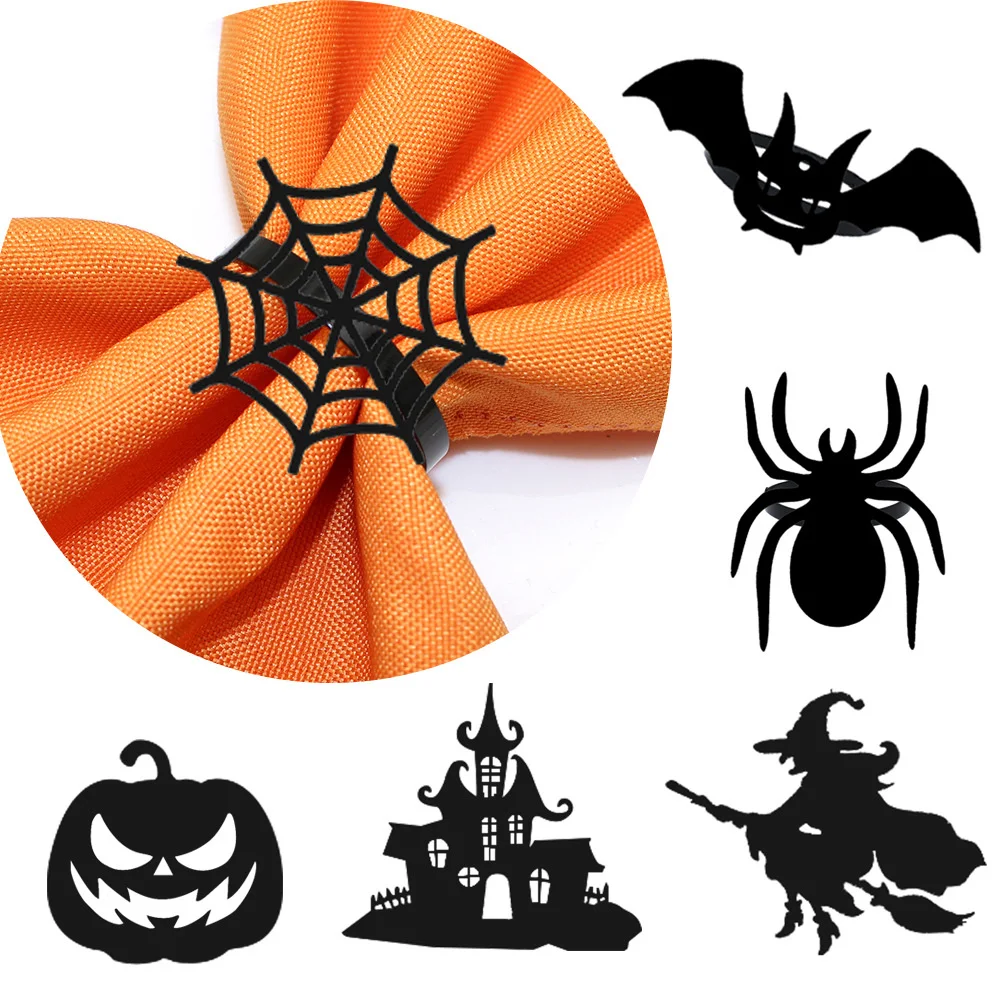 1 Pcs Pumpkin Party Napkin Ring Metal Napkin Ring Harvest Party Napkin Buckle Spider Web Halloween Ghost Pumpkin Napkin Ring