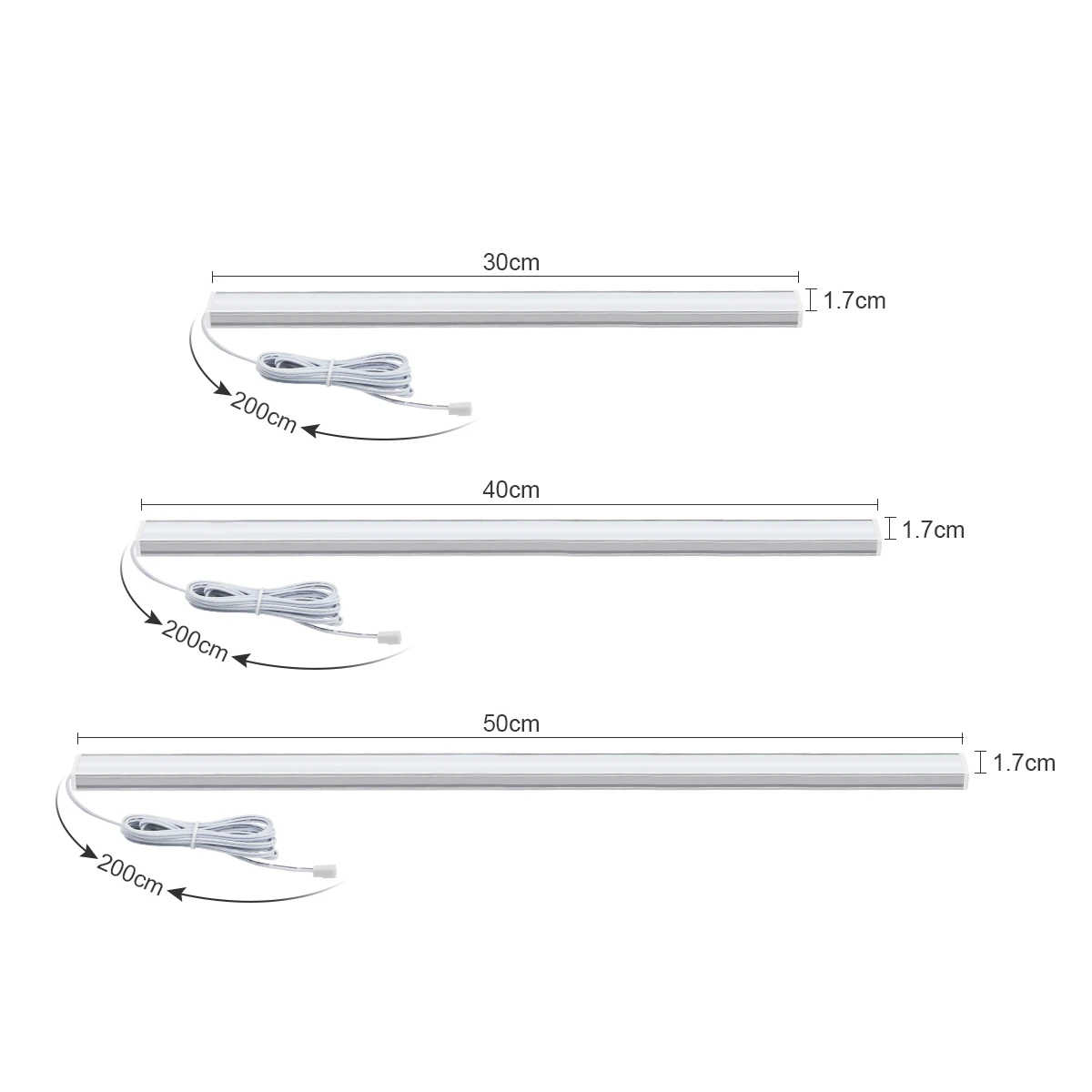 12V Touch Dimmable Swtich ควบคุม LED Light Bar สีขาว/อบอุ่นสีขาว 30 ซม./40 ซม./50 ซม.Led Night โคมไฟสําหรับห้องครัวตู้เสื้อผ้า,1/2/4/6pc