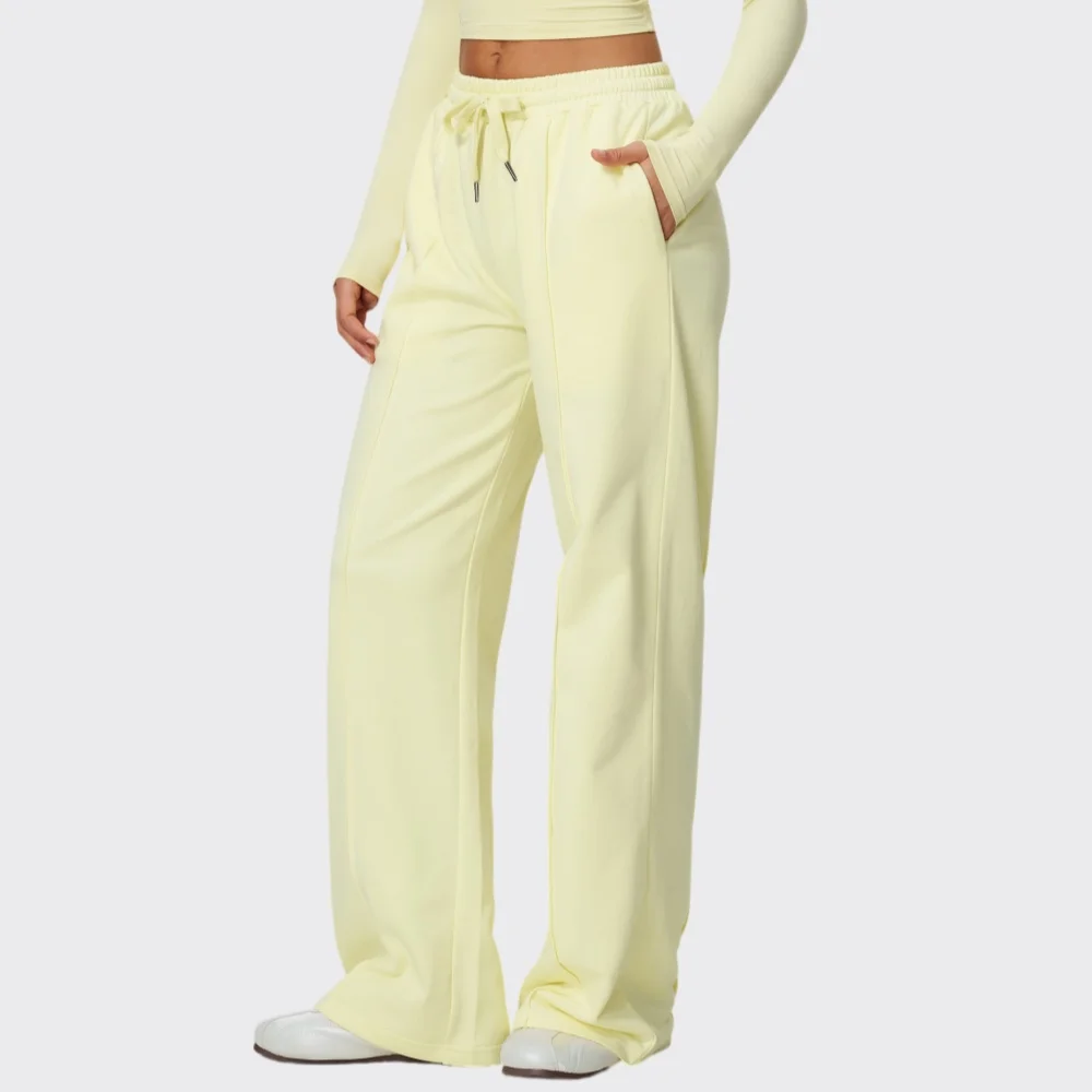 High Waist Drawstring Wide Leg Yoga Pants Women Outdoor Workout Sports Bell Bottom Trousers Female Fitness Pilates Flared Pants