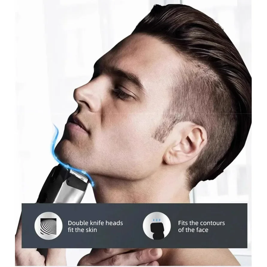 ماكينة حلاقة كهربائية ممتازة من باناسونيك للرجال، ماكينة حلاقة كهربائية جافة/رطبة ذات شفرتين مع ماكينة تشذيب لرأس اللحية العائمة