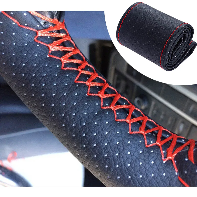

DIY Steering Wheel Cover soft Leather braid for Honda CRV 2007 2008 2009 2010 2011 Black