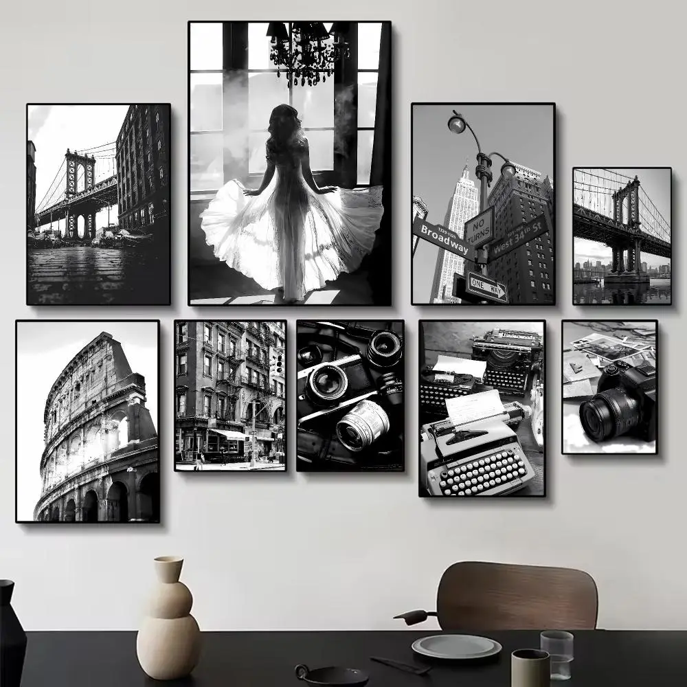 Timeless Black And White Vintage Photo Classic Poster Painting Wall Art for Living Room Home Gifts Decor Mural