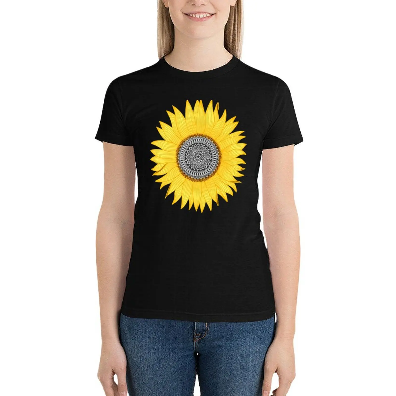 Mandala Sunflower T-Shirt anime clothes graphics t-shirts for Women loose fit