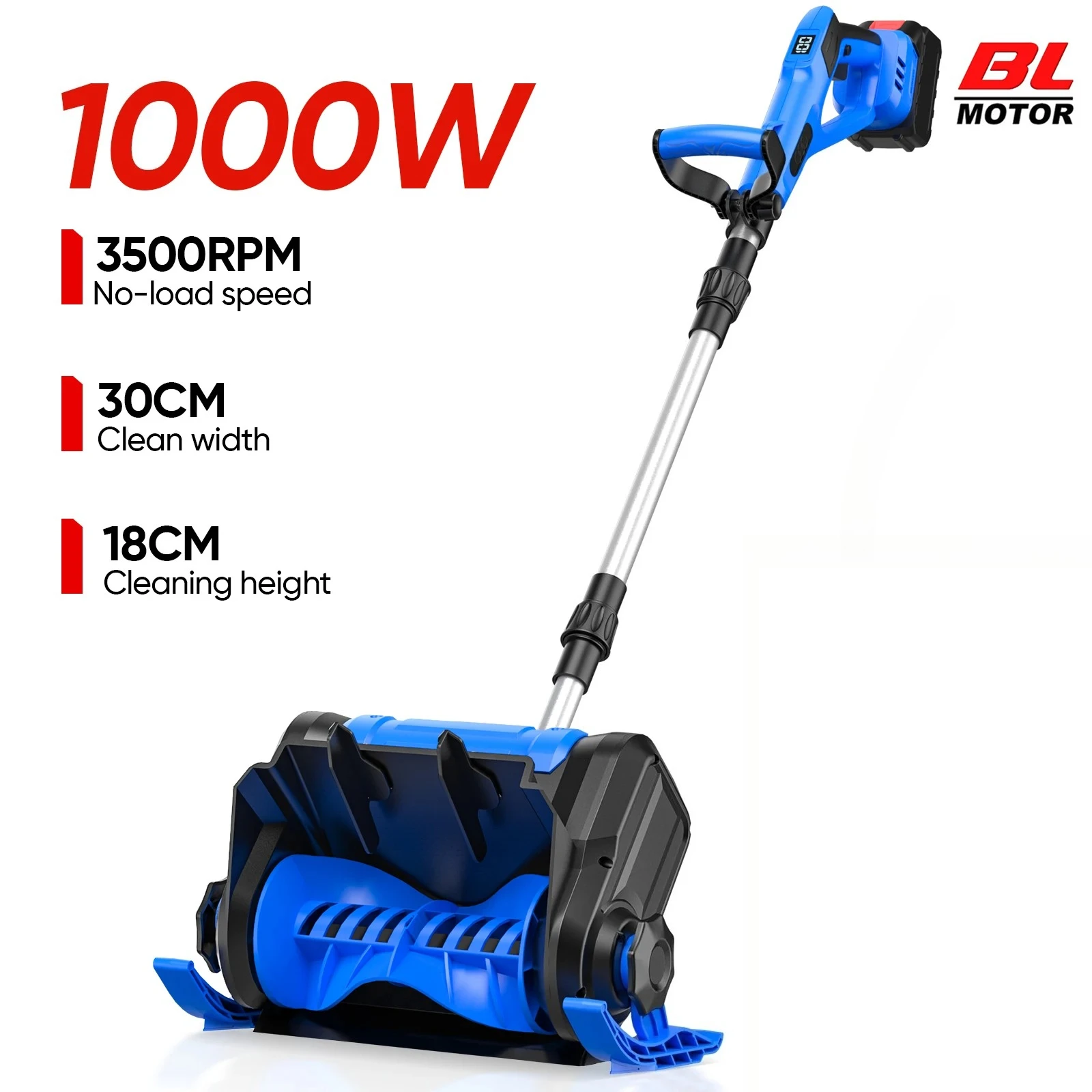 Arado de nieve eléctrico sin escobillas de 1000W, barredora de nieve, pala de nieve eléctrica inalámbrica, herramienta de patio de calle limpia para batería Makita de 18V