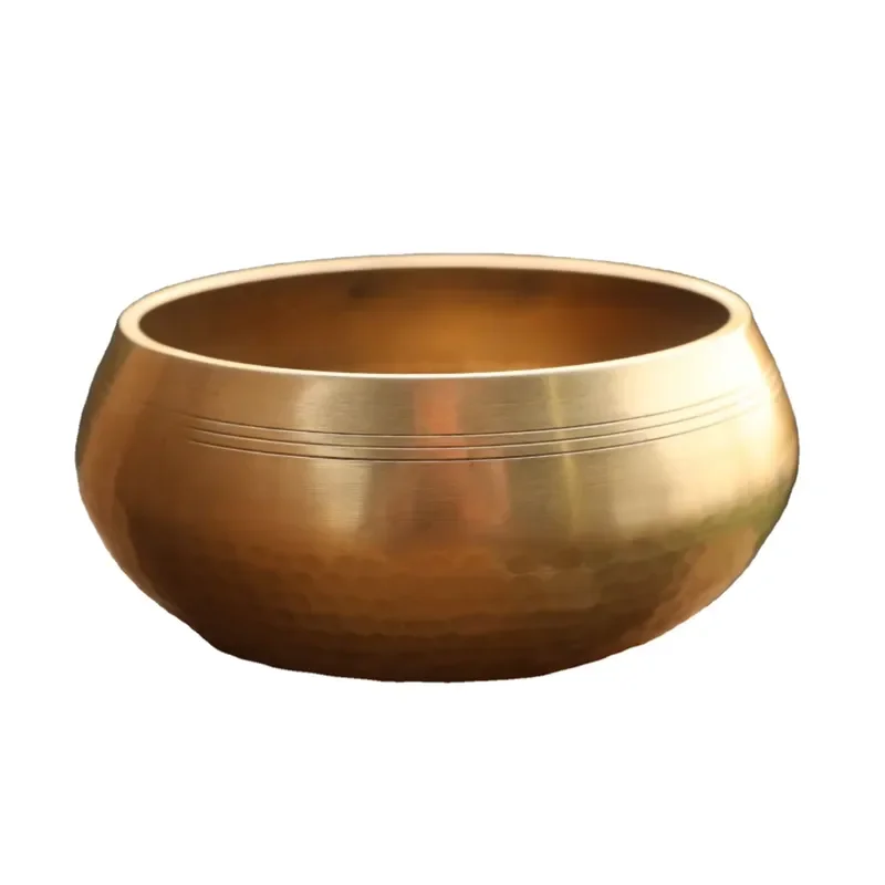 Handmade Tibetan Singing Bowl Brass Chakra Healing Meditation Sound Therapy Antique Carved Copper Chime Craft for Yoga