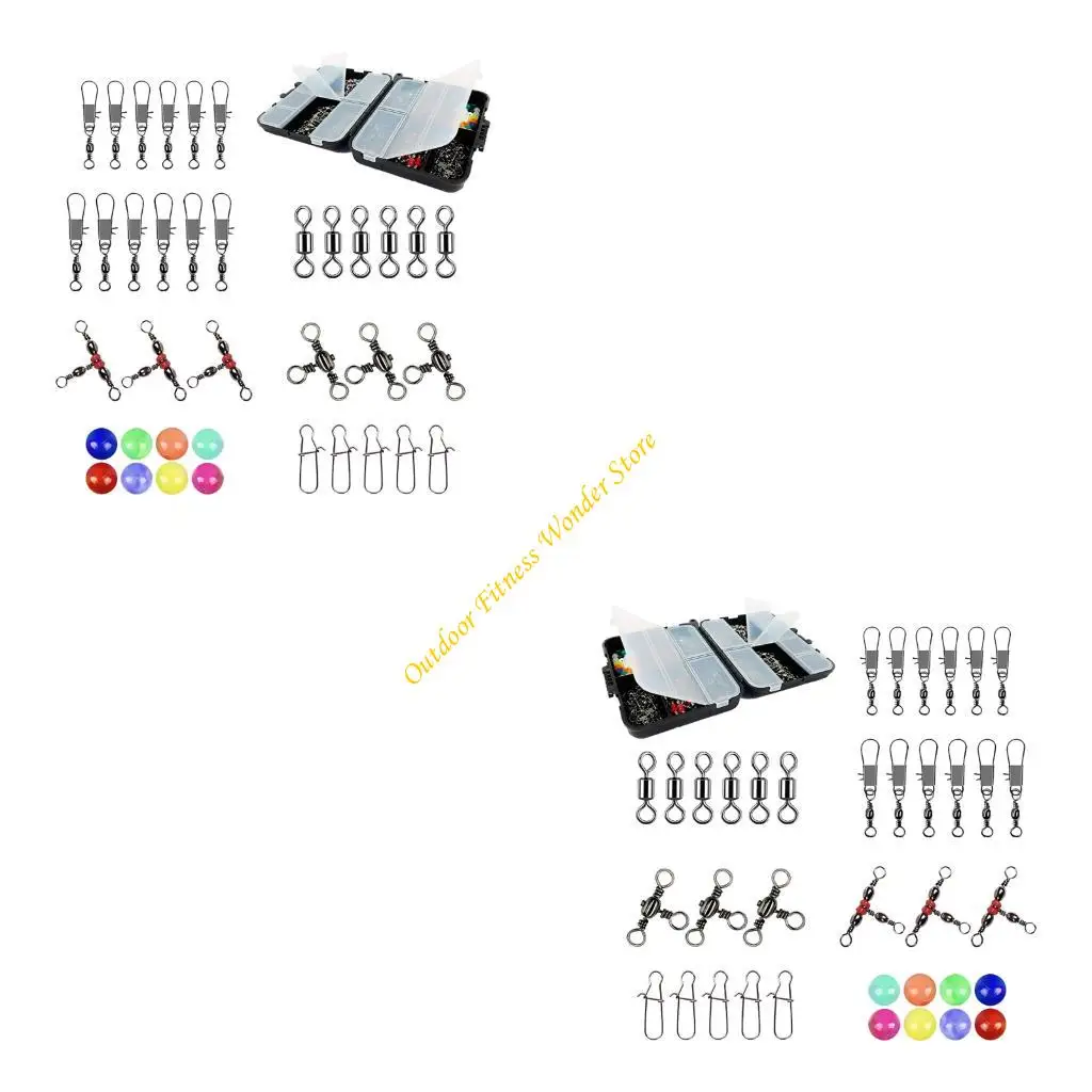 

E8BF, 140 шт./компл., вертлюги для рыболовных вертлюгов, набор защелок, 3-сторонние бочки с перекрещивающимися линиями, с и для