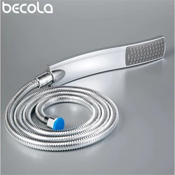 Cabezal de ducha de mano con acabado cromado, accesorios de baño, manguera de acero inoxidable de 150CM, ABS