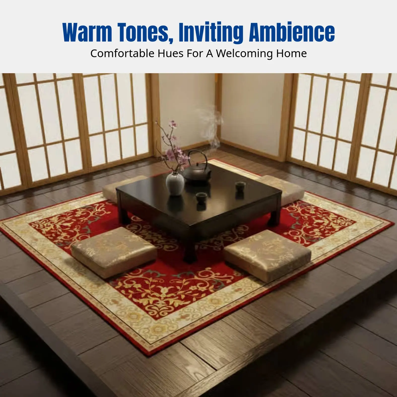 Tapis floral chinois traditionnel, tapis en polyester, salon, chambre à coucher, table à thé, bureau, tranquillité, grande surface couverte