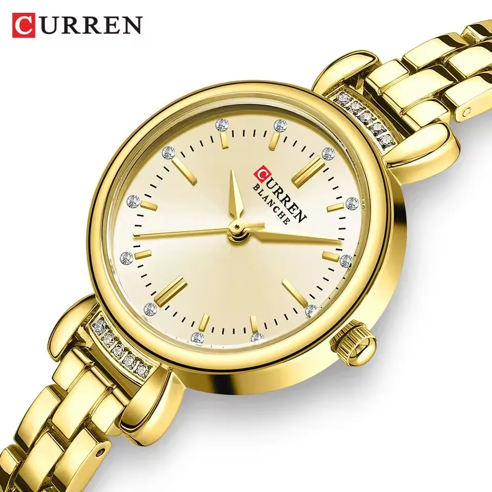 CURREN 9098 Retro Light and Elegant Women's Watch Date Gift Shining Diamond Set Dial Quartz Watch New Style relojes de mujer