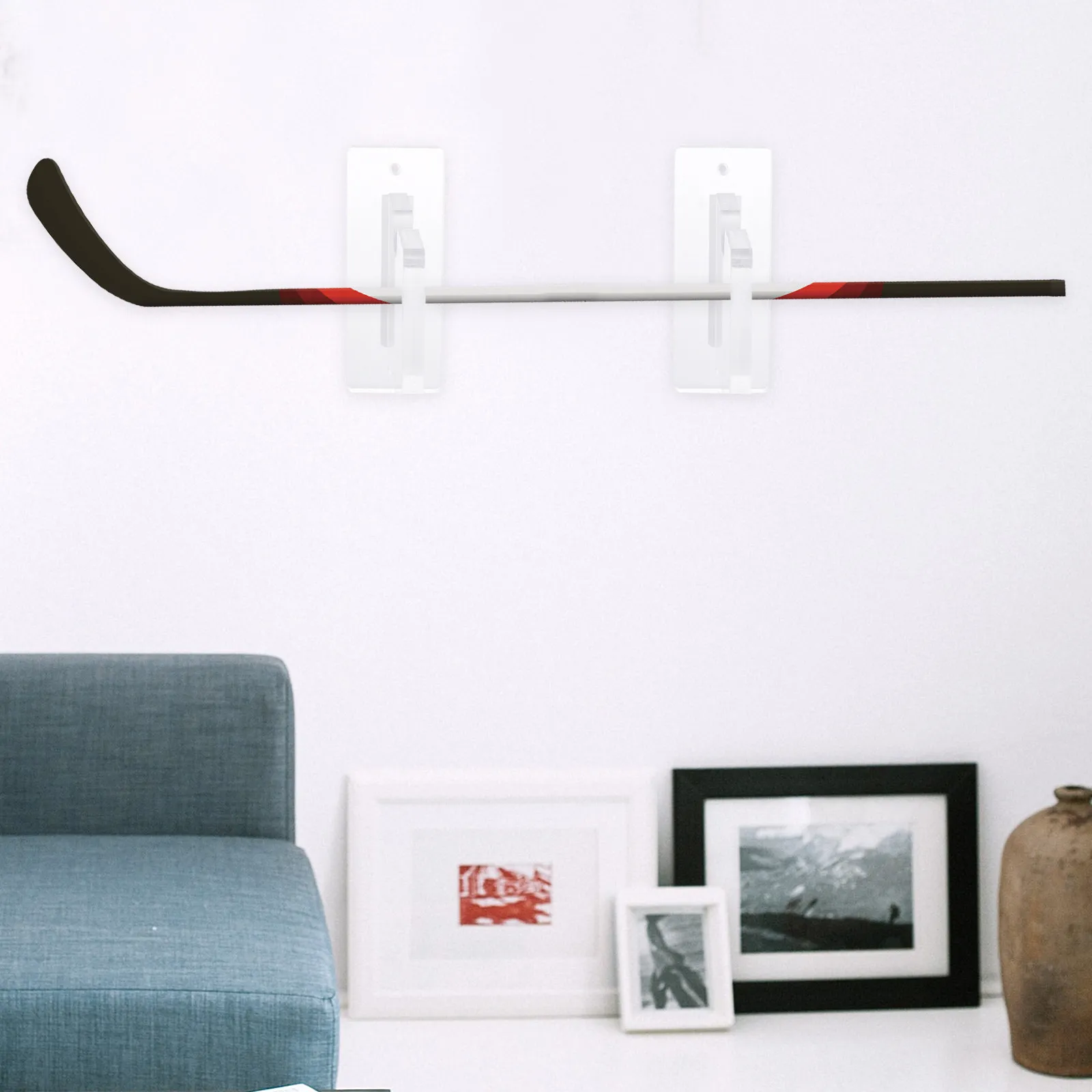 

1Set Modern Wall Mounted Hockey Stick Rack Wooden Stick Support Display Shelf for Sports Equipment Storage and Decorative Wall