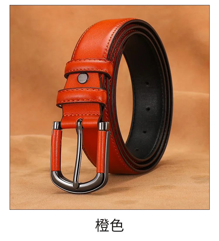 حزام بسيط متعدد الاستخدامات بإبزيم طائر صغير من الجلد الطبيعي للسيدات مع زخرفة ابتلاع للنساء