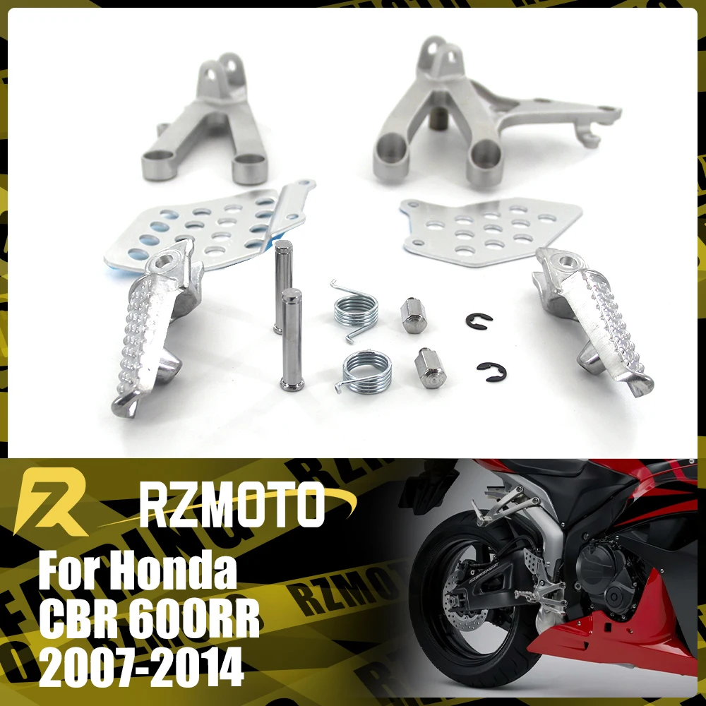 

Front Foot Rests Pedal Accessories Parts For HONDA CBR-600RR 2007-2014 Motorcycle Folding Bracket Assembly Kit Silver black