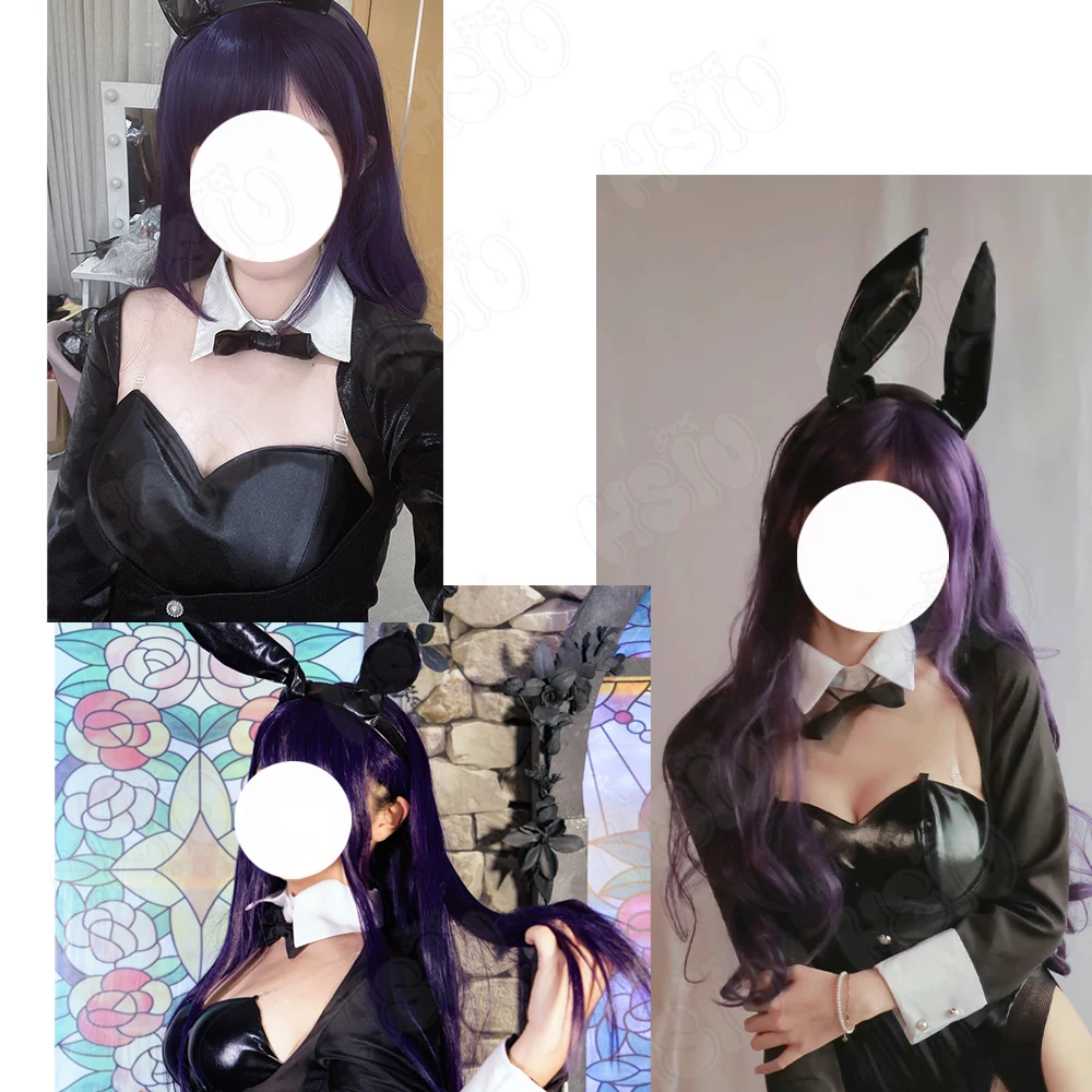 Kitagawa Marin Bunny Girl Cosplay Wig Fiber synthetic wig My Dress-Up Darling Cosplay「HSIU 」dark purple long curly wig