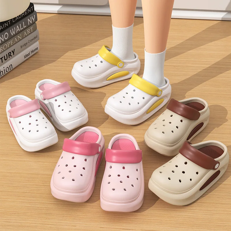 2024 new summer thick sole fashion two wear slippers women cushioned non-slip no smelly feet soft sole beach shoes women
