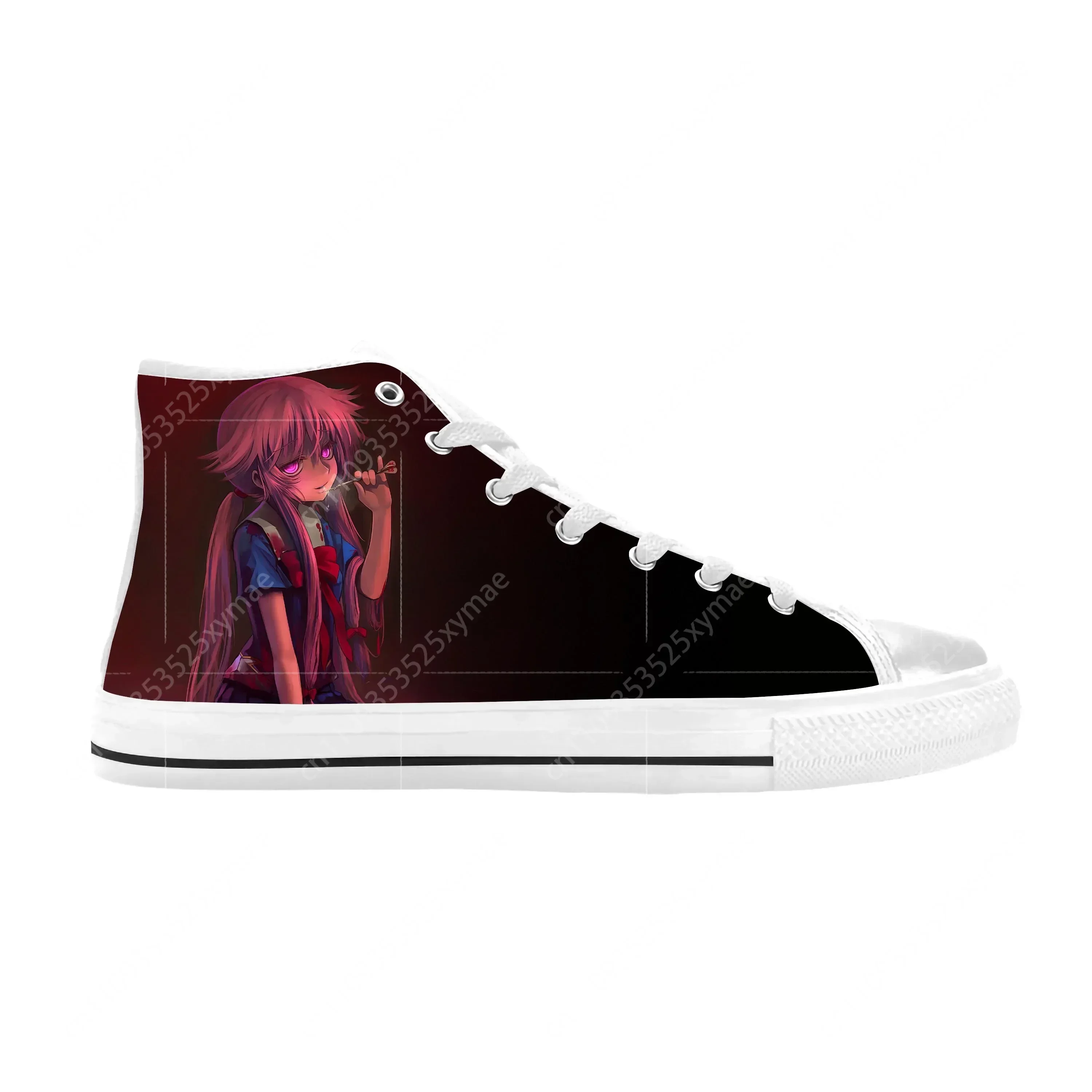

Japanese Anime Manga Future Diary Gasai Yuno Cute Casual Cloth Shoes High Top Comfortable Breathable 3D Print Men Women Sneakers