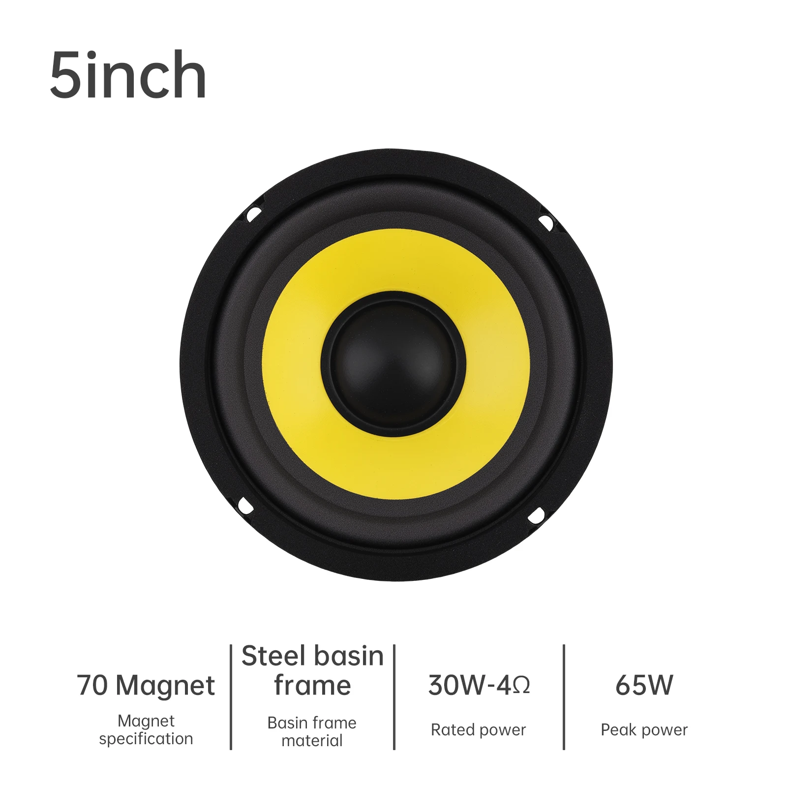 5 Inch 30W Car Audio Stereo Speaker Wide Frequency Response Bass Loudspeaker Woofer Speakers for Car Audio / Home Theaters