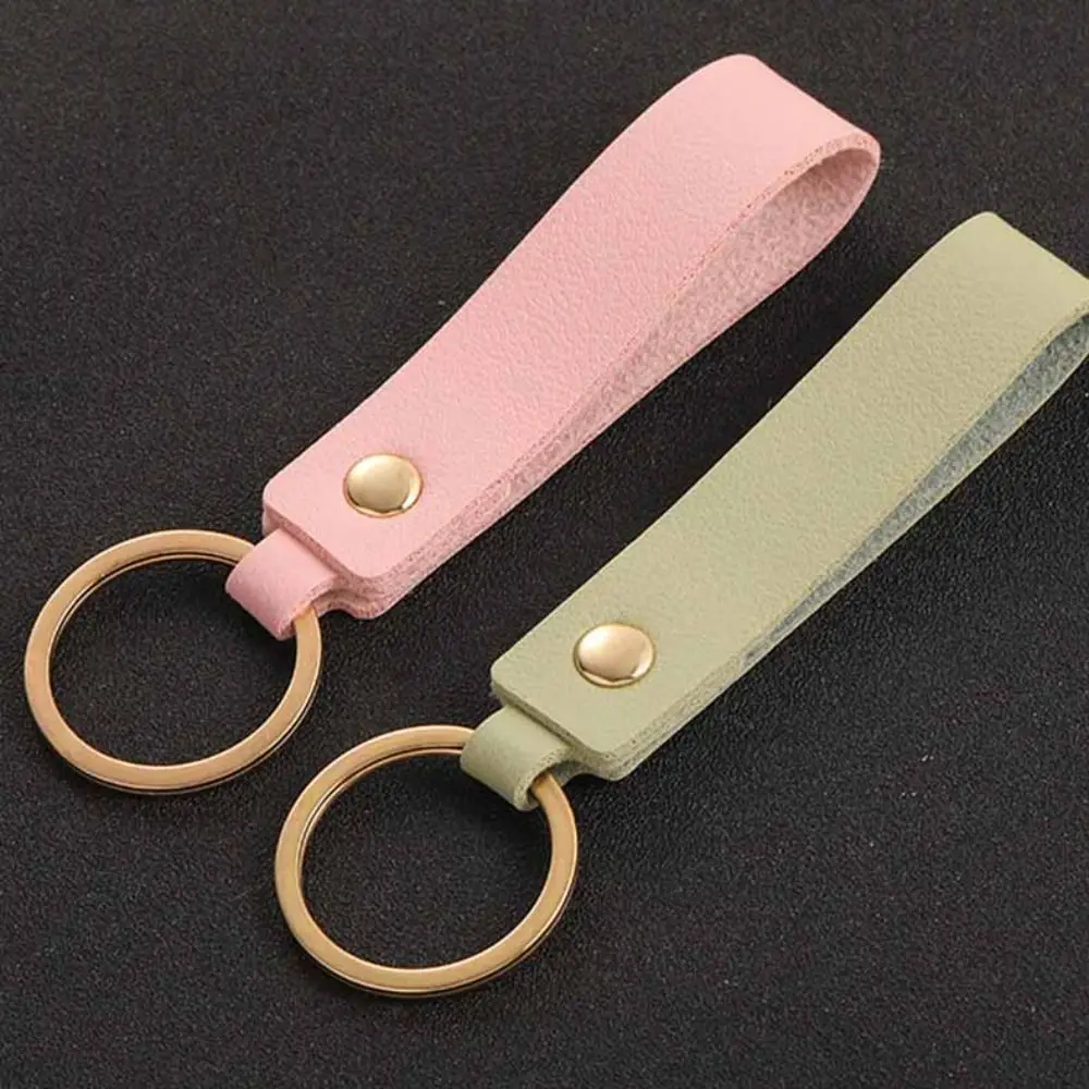 Party Simple PU Leather Keychain Blank Creative Car Key Chains Fashion New Metal Key Rings Accessories