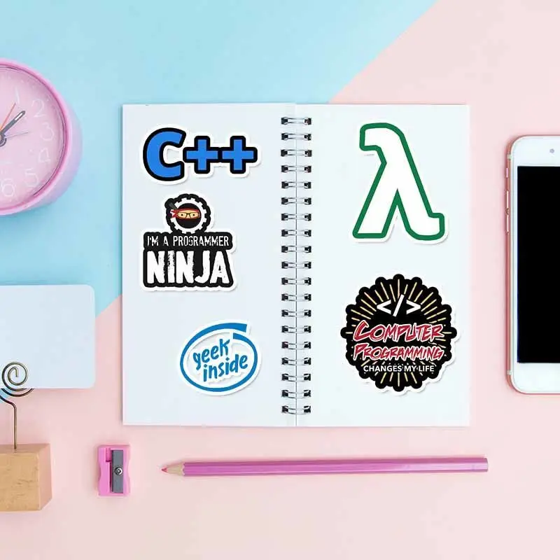 50-Programmierer, Netzwerkprogrammierung, Kofferaufkleber, Software, Code, Bauer, Laptop, iPad, Helm, wasserfester Aufkleber