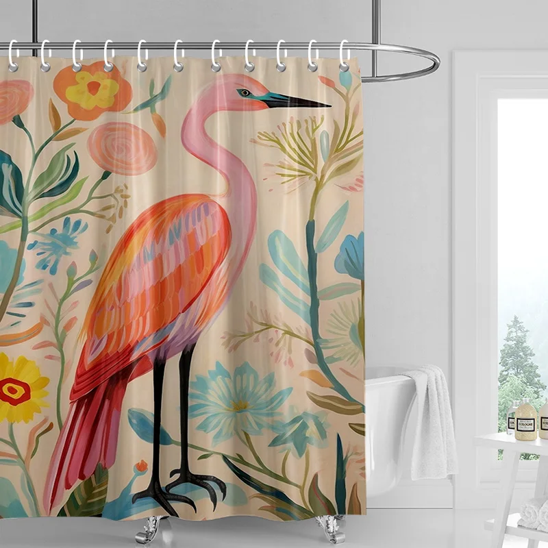 Home decoration shower curtains for bathroom waterproof curtain fabric Modern Nordic style Living Room amini flamingos nordic