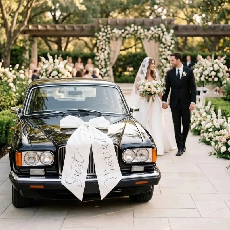 

Large Wedding Car Bow Bridal Ribbon Decoration For Bride And Groom Elegant Romantic Aisle Photo Prop