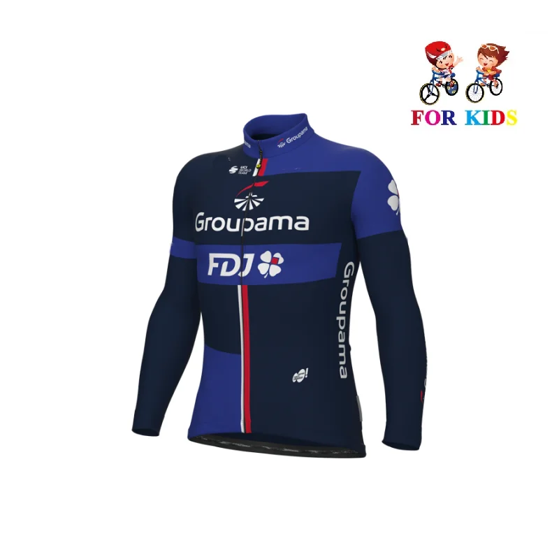 KID'S Children Spring Summer 2024 GROUPAMA FDJ Team Cycling Jerseys  Long Sleeve Men Bike Wear Cycling Clothing with Pants