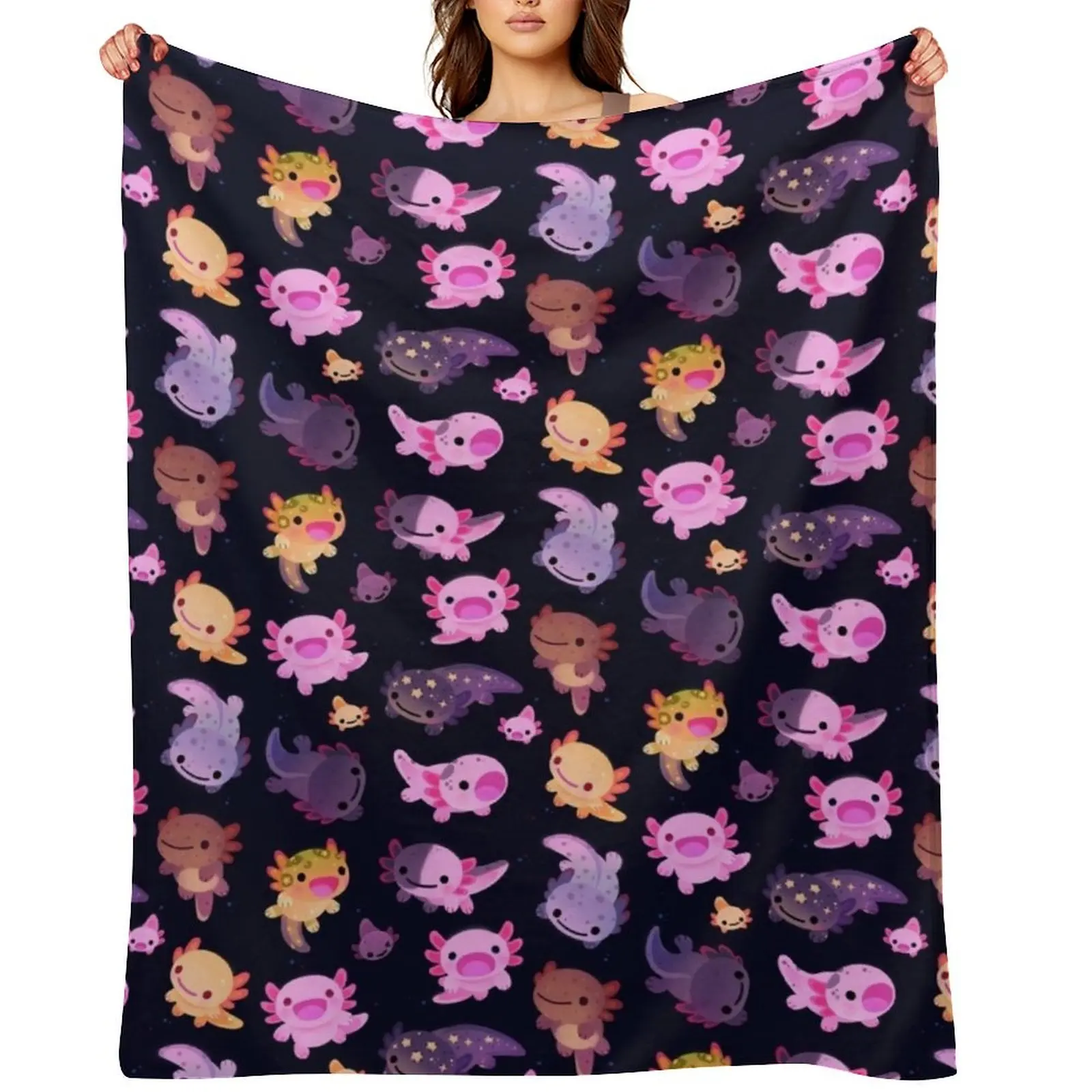 

Happy axolotl Throw Blanket Bed covers Weighted valentine gift ideas Summer Blankets