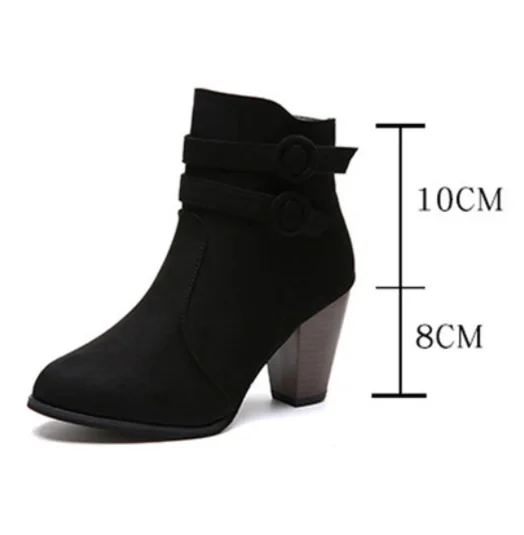 Retro Boots Women\'s Shoes Square Heel Woman High Shoe Rubber Ankle Female Solid Platform Short Boots Zapatillas Mujer size35-43