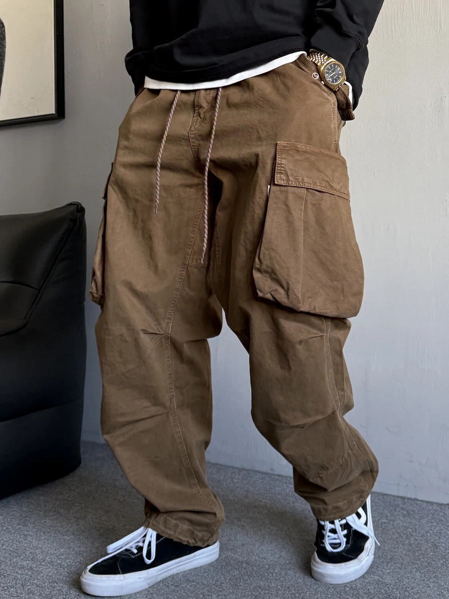 

Мужские повседневные рабочие брюки American Sle, весенне-осенние, плотные, прямого кроя, свободные, из чистого хлопка, с широкими штанинами