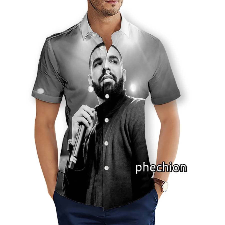 

Summer Hawaiian Mens Short Sleeve Beach Shirts Casual Aubrey Drake Graham 3D Printed Shirts Plus Size S-5XL Fashion Men Tops T24