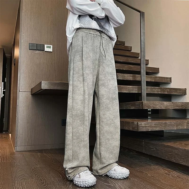 

American Street Sle Men's Dyeing Casual Straight Leg Pants Large Size Hong Kong Sle Leisure Long Pants Breathable Polyest...