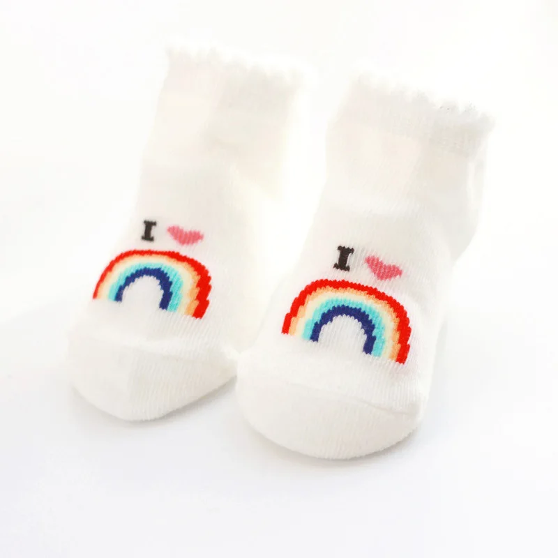 Newborn Baby Children\'s Socks Baby Pure Cotton Socks Summer Thin Cartoon Princess Newborn Love Dad Love Mom Cute Striped Socks