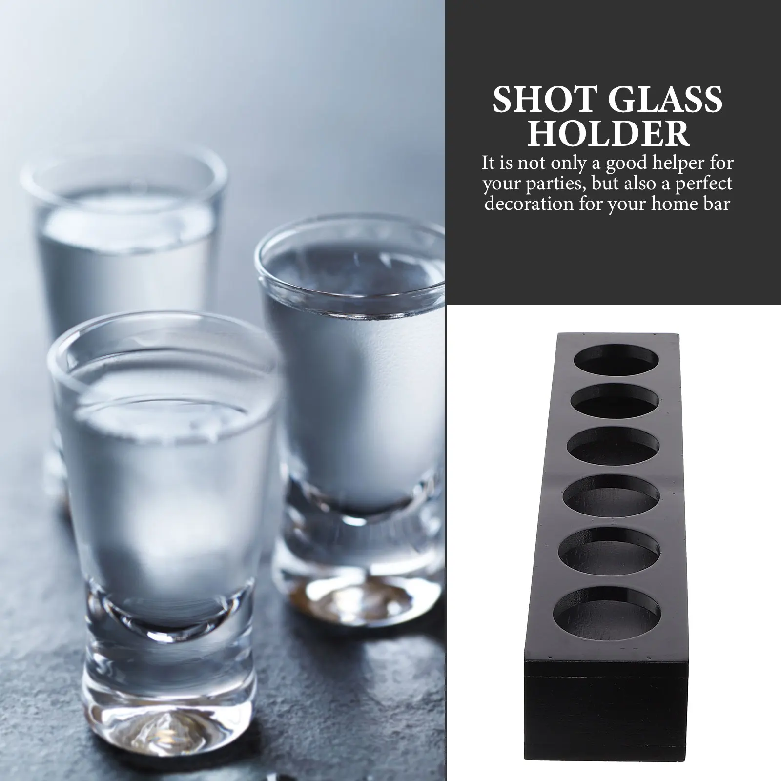 

Wooden Shot Glass Holder Black Straight Rack for Storing Displaying Drying Whiskey Glasses Cup Tray Home Bar Decor Storage